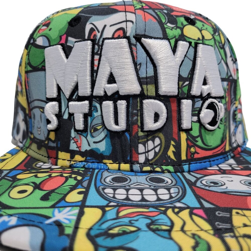 Maya Studio Colorful Cartoon Collage Snapback - Picture 2 of 9